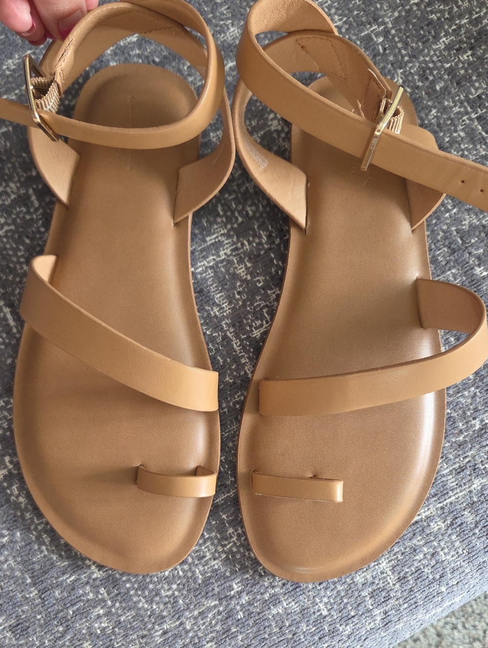 Women's Tan Strappy Ankle Sandals